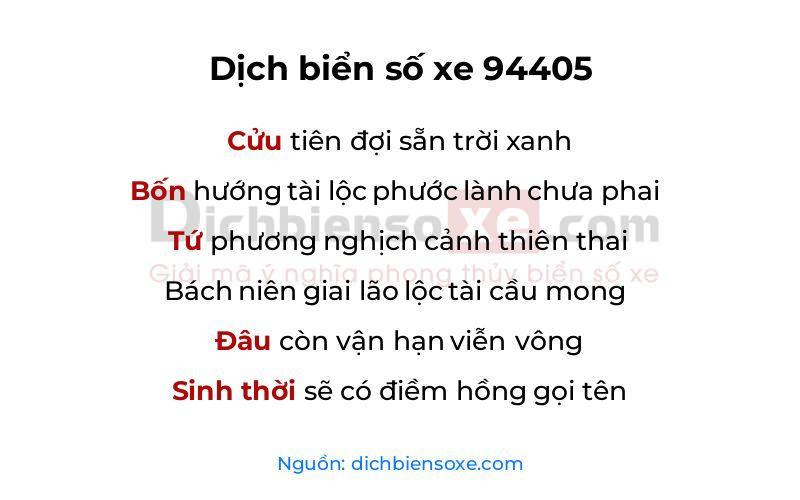 Dịch thơ biển số 94405