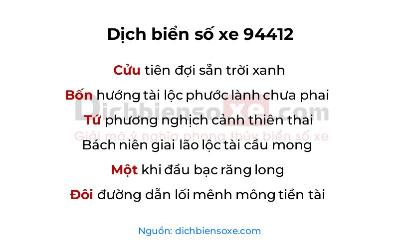 Dịch thơ biển số 94412