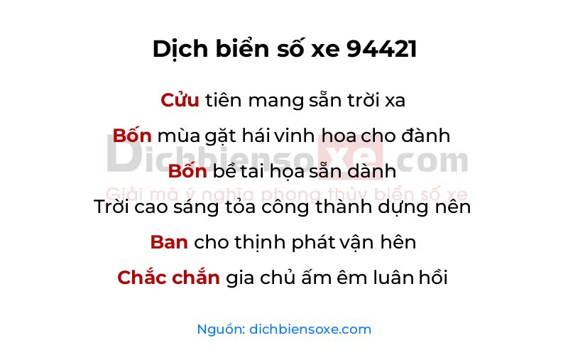 Dịch thơ biển số 94421