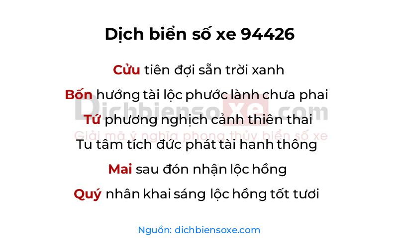 Dịch thơ biển số 94426