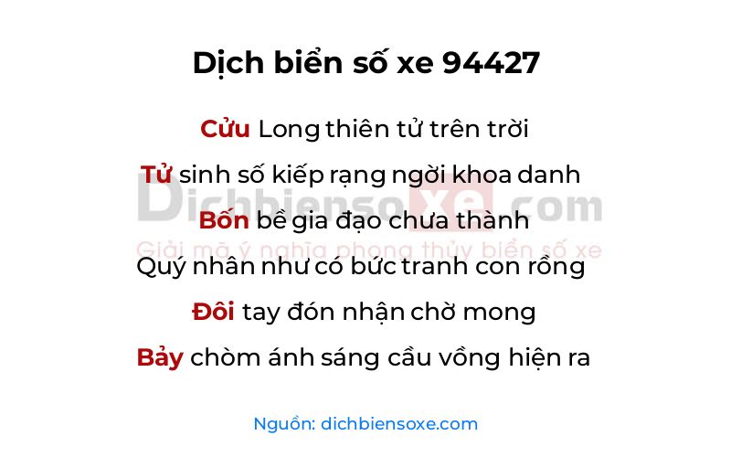 Dịch thơ biển số 94427