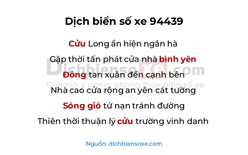 Dịch thơ biển số 94439