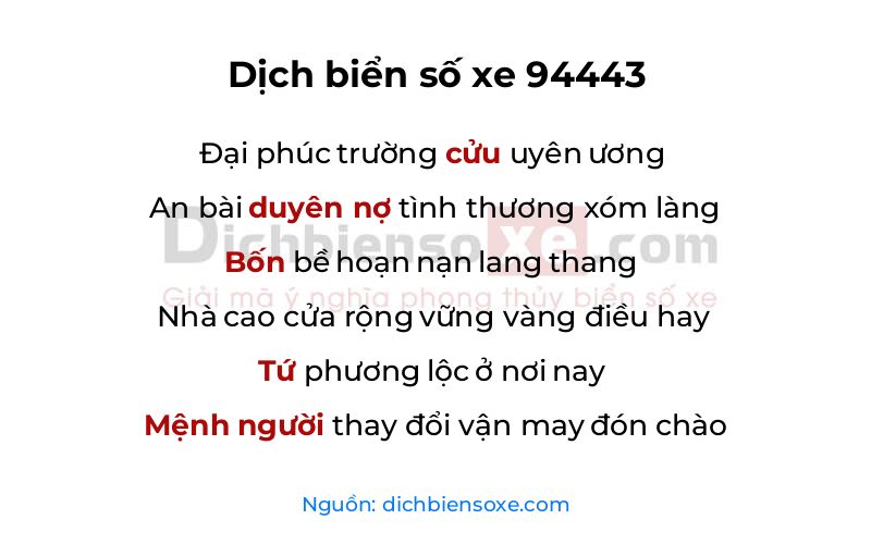 Dịch thơ biển số 94443