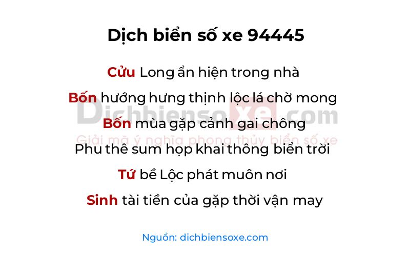 Dịch thơ biển số 94445