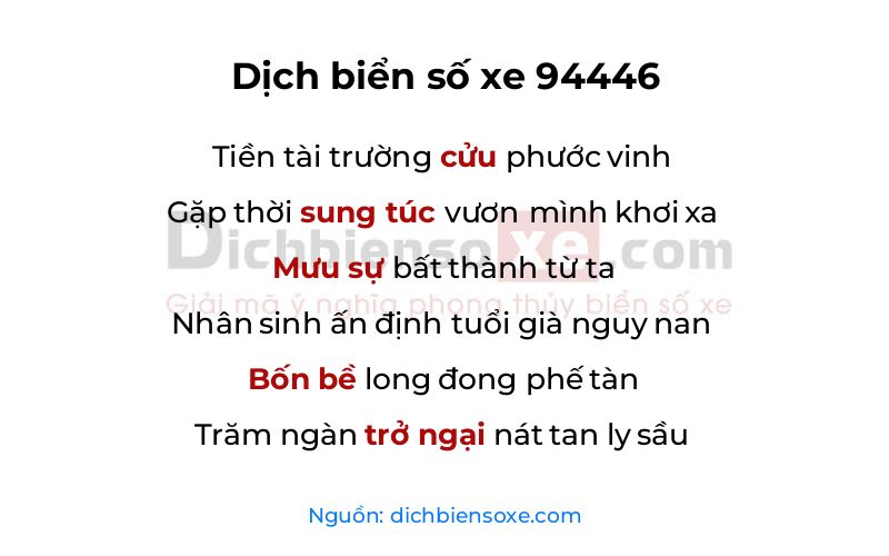 Dịch thơ biển số 94446