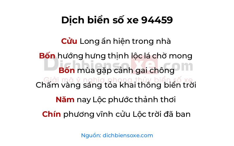 Dịch thơ biển số 94459