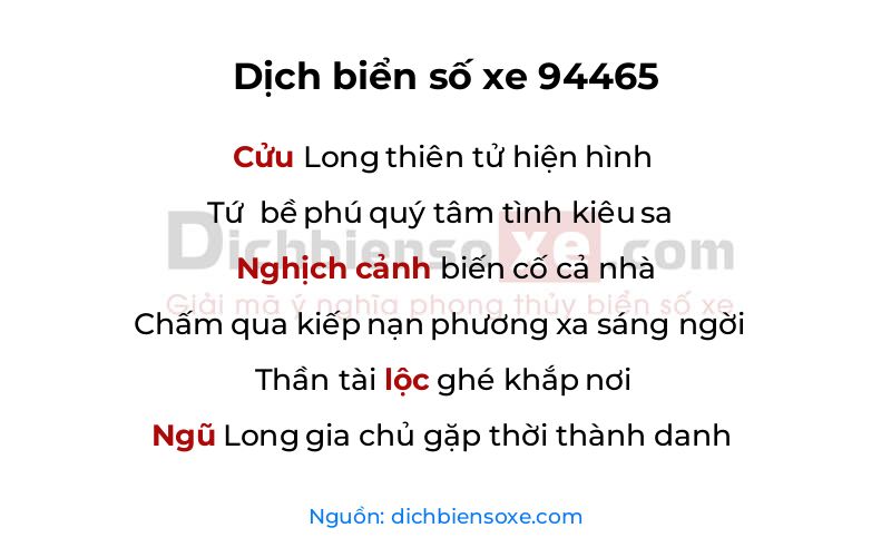 Dịch thơ biển số 94465