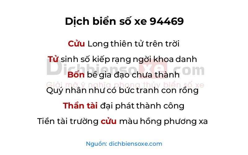 Dịch thơ biển số 94469