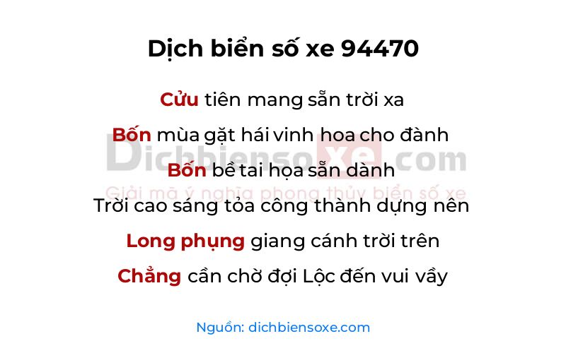 Dịch thơ biển số 94470