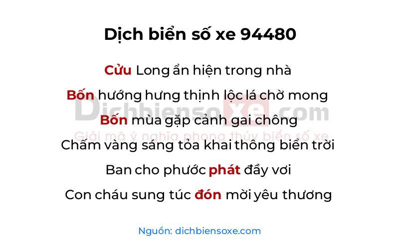 Dịch thơ biển số 94480