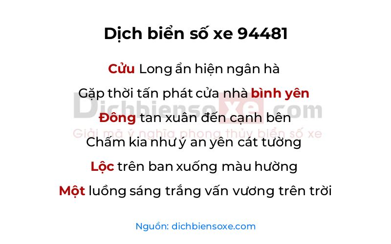 Dịch thơ biển số 94481