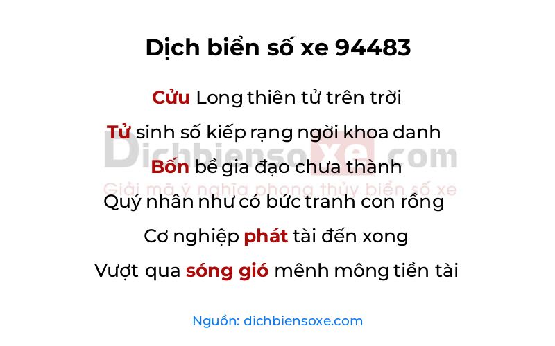 Dịch thơ biển số 94483