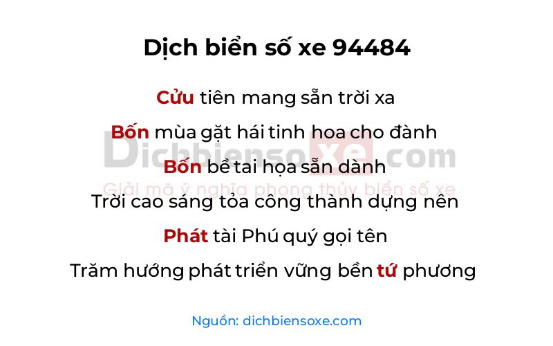 Dịch thơ biển số 94484