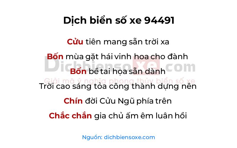 Dịch thơ biển số 94491