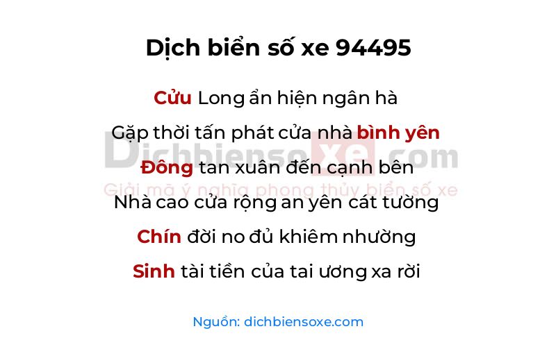 Dịch thơ biển số 94495