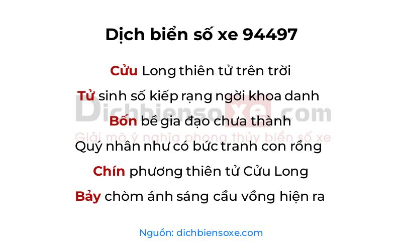 Dịch thơ biển số 94497