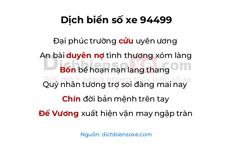 Dịch thơ biển số 94499