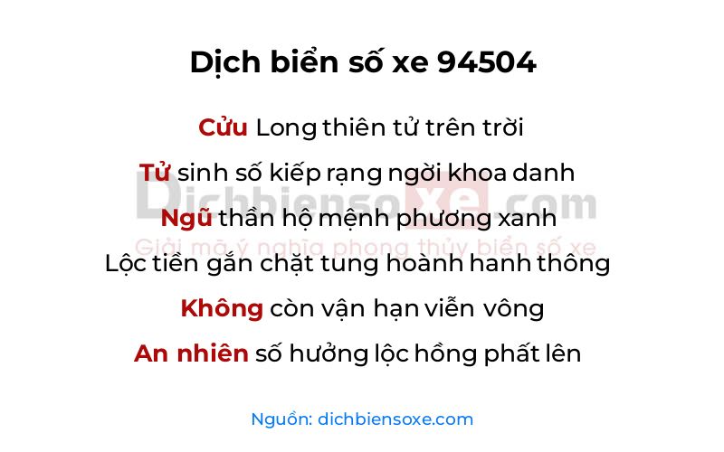 Dịch thơ biển số 94504