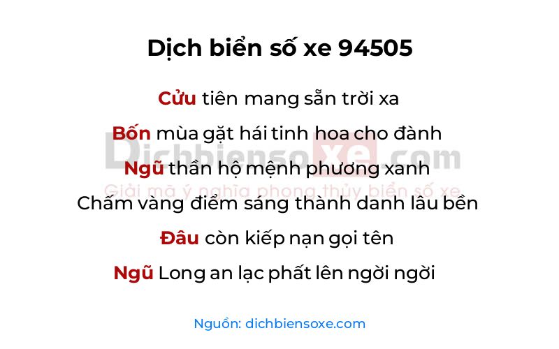Dịch thơ biển số 94505