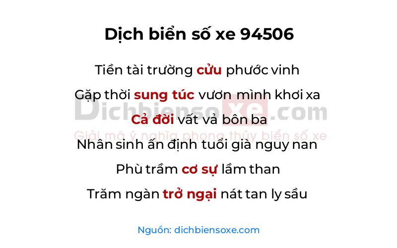 Dịch thơ biển số 94506