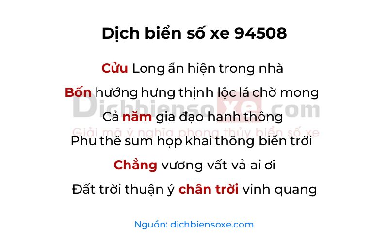 Dịch thơ biển số 94508