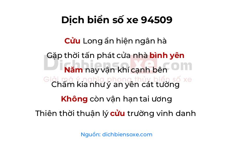 Dịch thơ biển số 94509