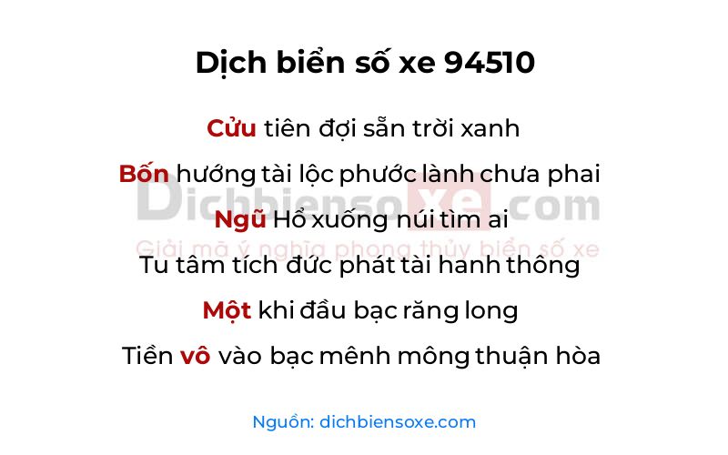 Dịch thơ biển số 94510