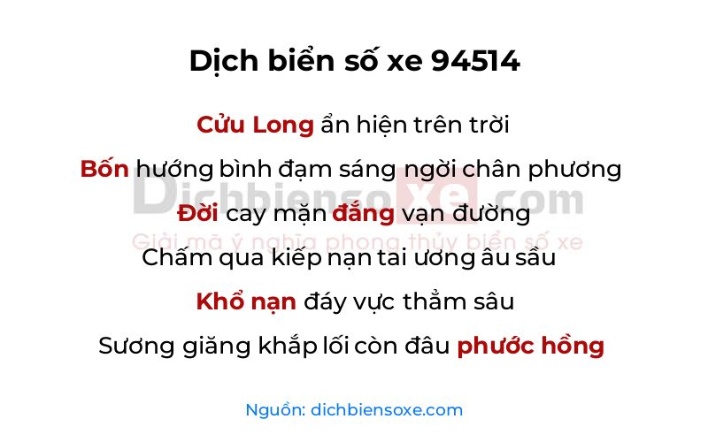 Dịch thơ biển số 94514