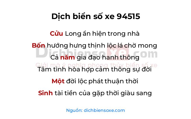 Dịch thơ biển số 94515