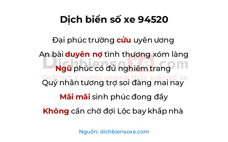 Dịch thơ biển số 94520