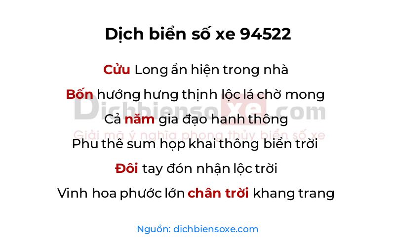 Dịch thơ biển số 94522