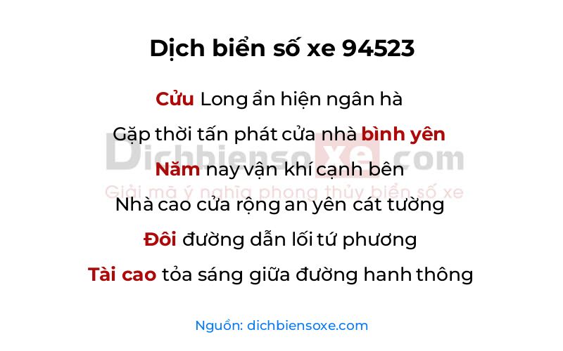 Dịch thơ biển số 94523