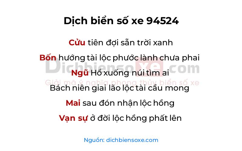 Dịch thơ biển số 94524