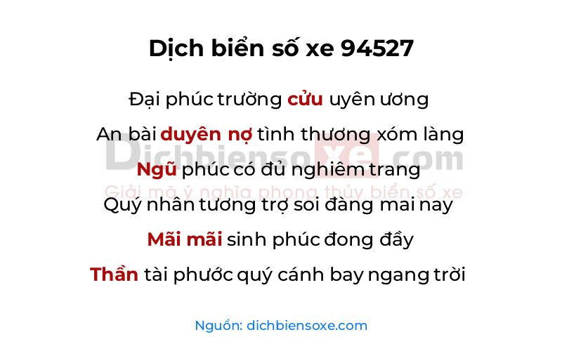 Dịch thơ biển số 94527
