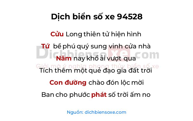 Dịch thơ biển số 94528
