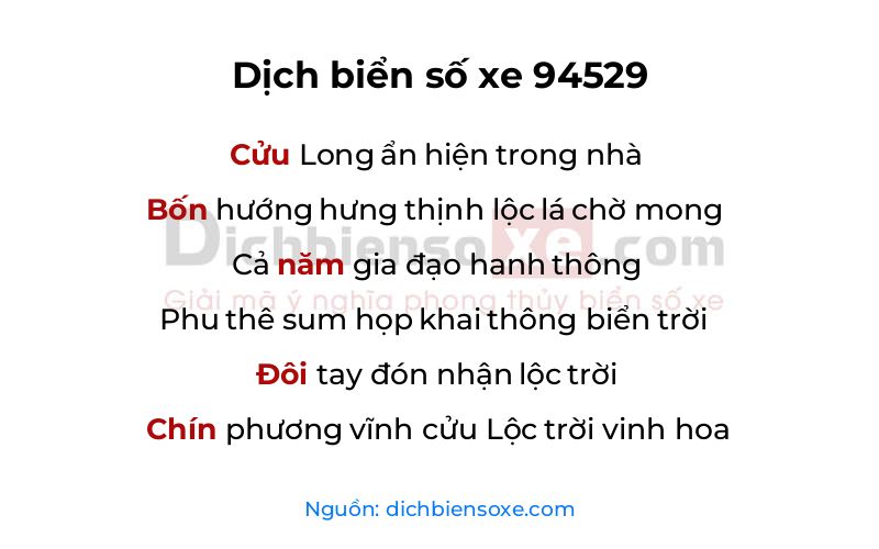 Dịch thơ biển số 94529