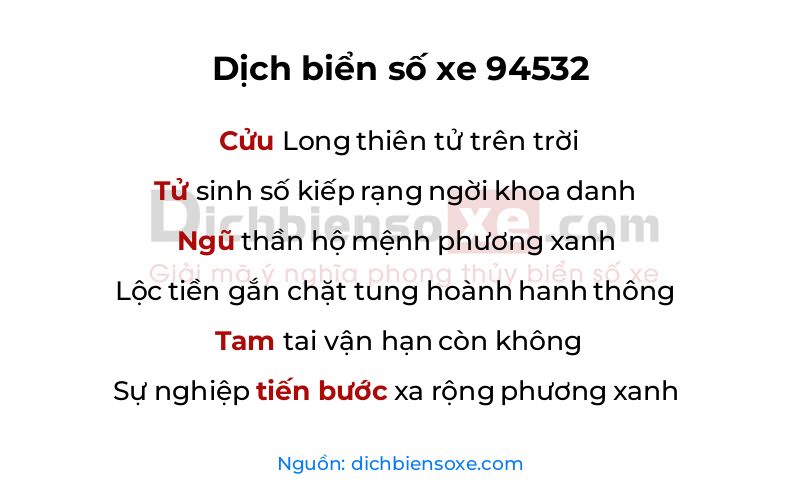 Dịch thơ biển số 94532