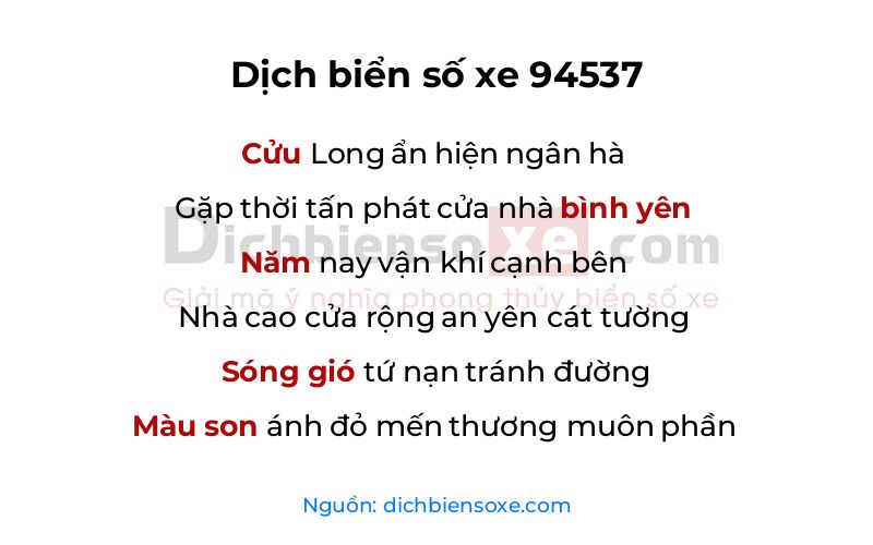 Dịch thơ biển số 94537