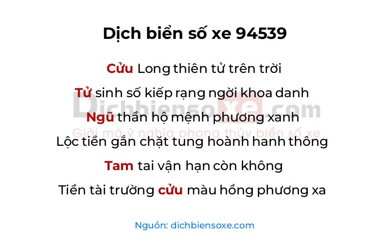 Dịch thơ biển số 94539