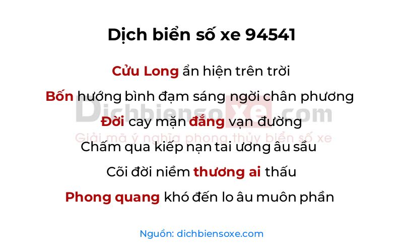 Dịch thơ biển số 94541