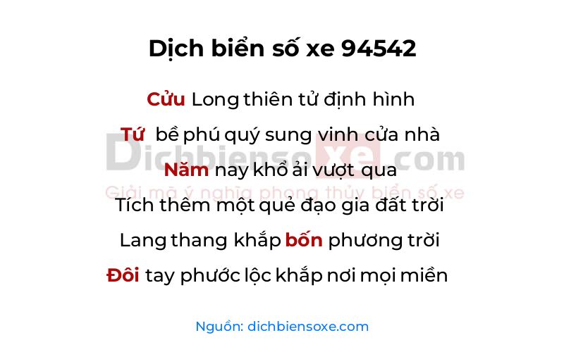Dịch thơ biển số 94542