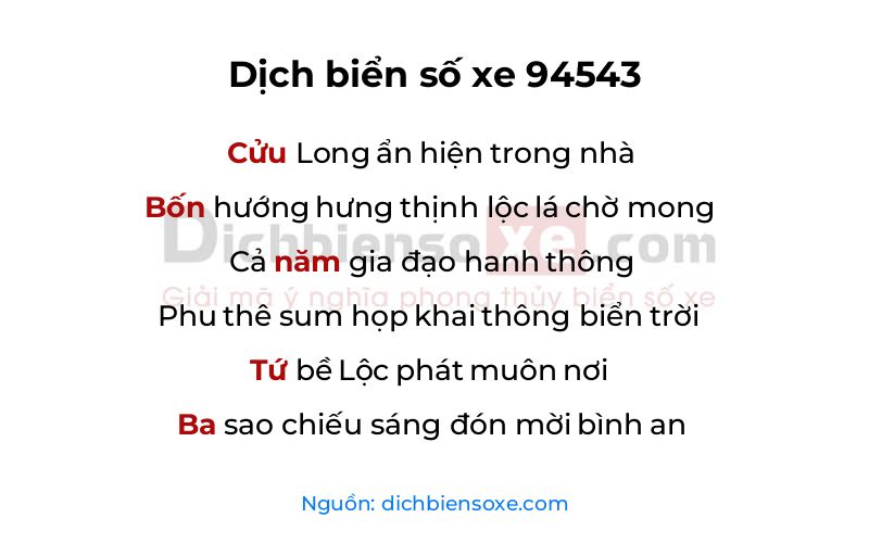 Dịch thơ biển số 94543