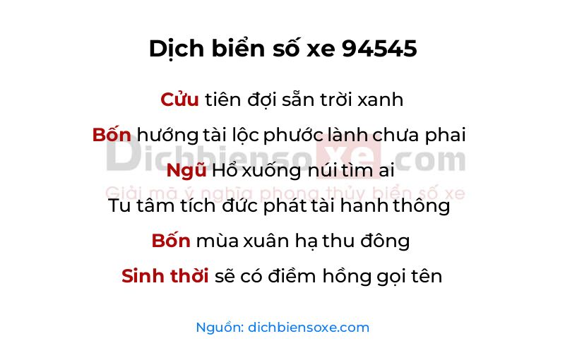 Dịch thơ biển số 94545