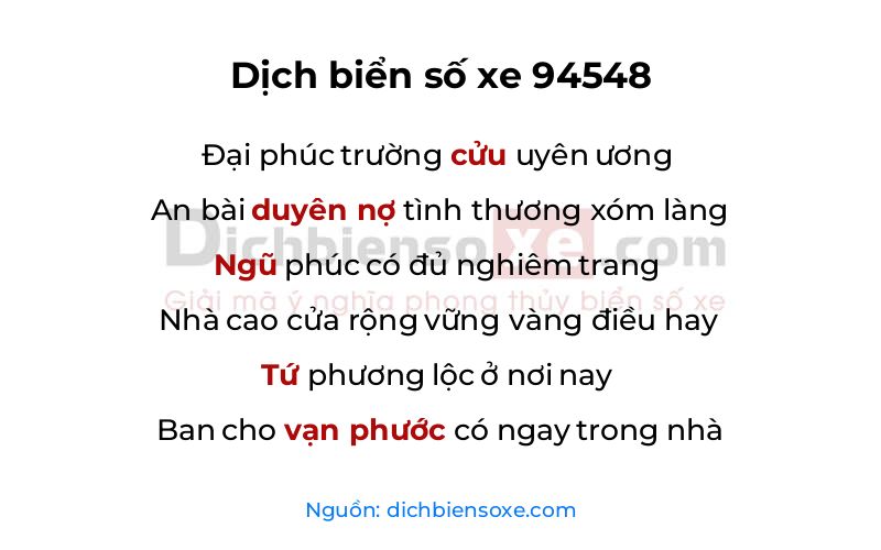Dịch thơ biển số 94548