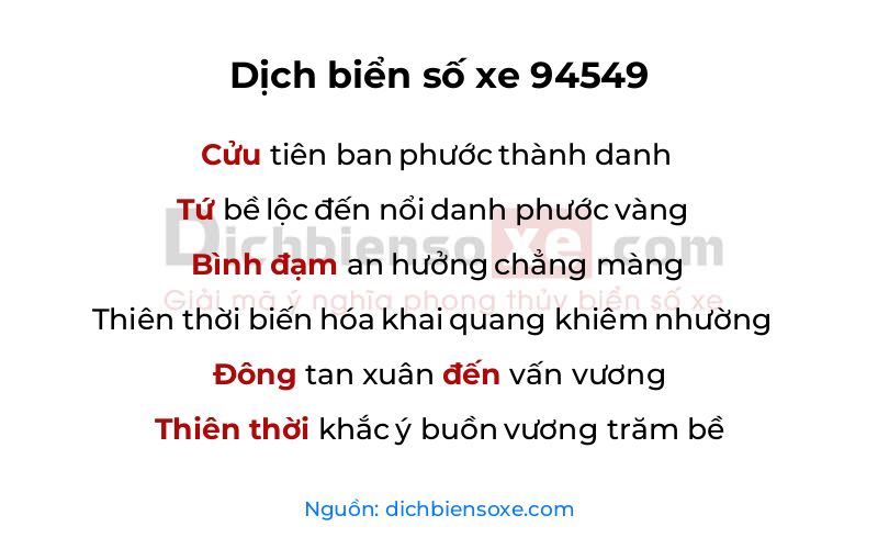 Dịch thơ biển số 94549