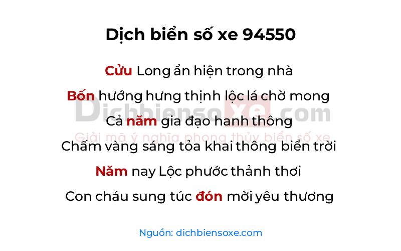 Dịch thơ biển số 94550