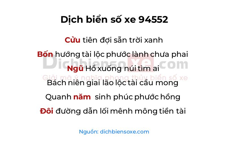 Dịch thơ biển số 94552