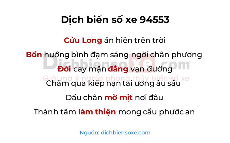 Dịch thơ biển số 94553
