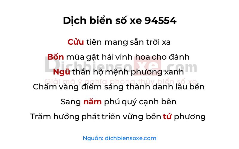 Dịch thơ biển số 94554