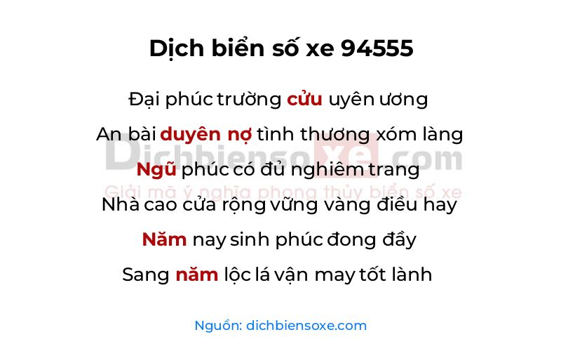 Dịch thơ biển số 94555